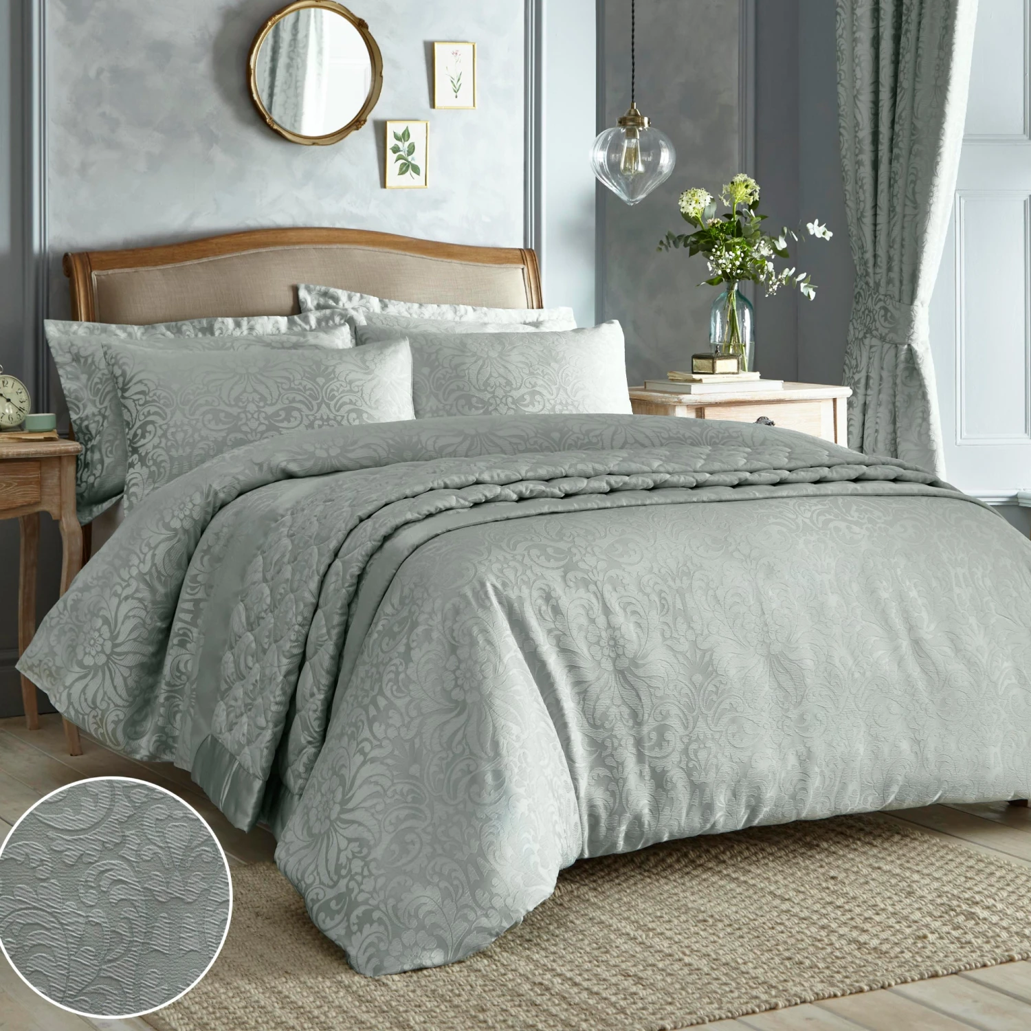 Appletree Heritage Worcester Duvet Cover Set - Green 1 Appletree Heritage Worcester Duvet Cover Set - Green