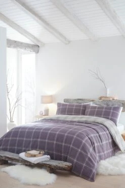 Appletree Hygge Aviemore Check Duvet Cover Set - Heather
