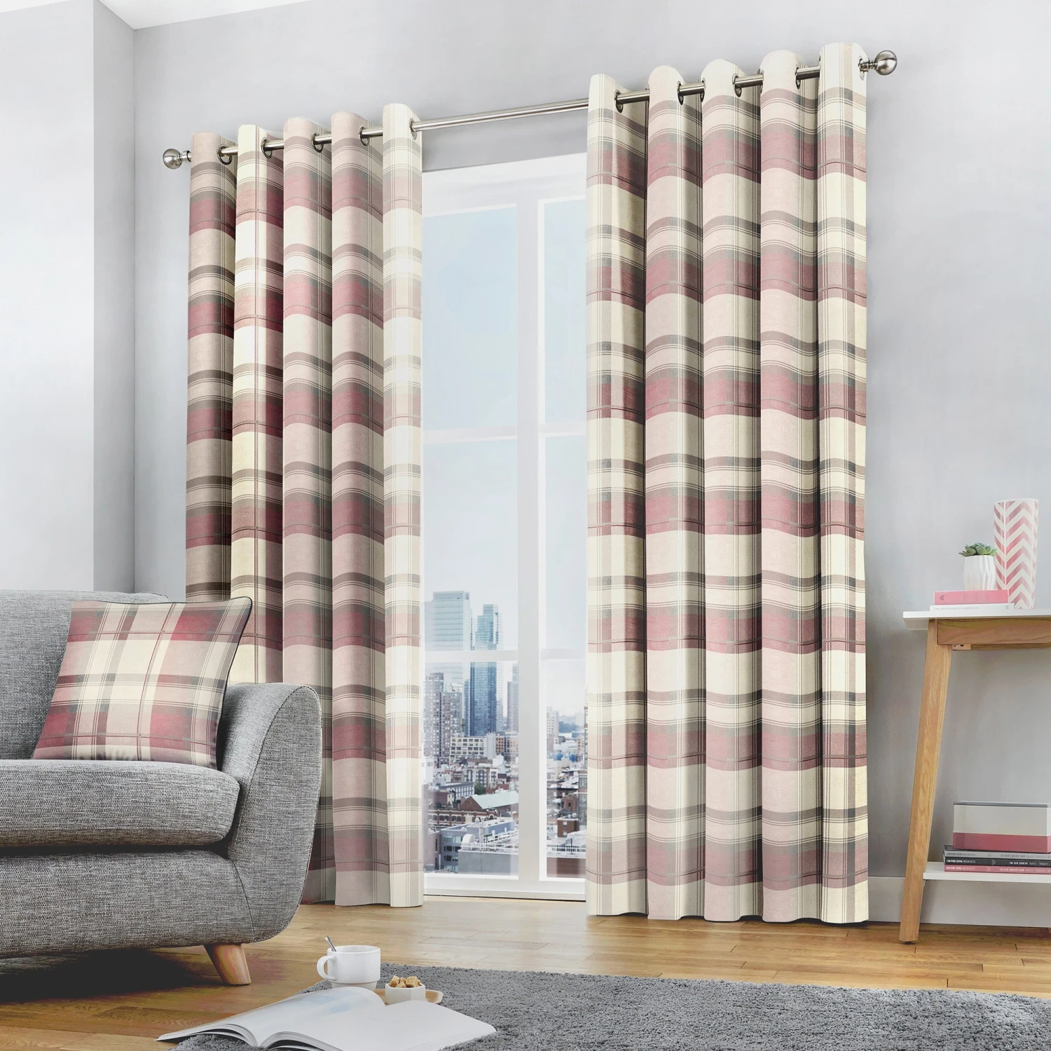 Fusion Balmoral Check Curtains - Blush 1 Fusion Balmoral Check Curtains - Blush