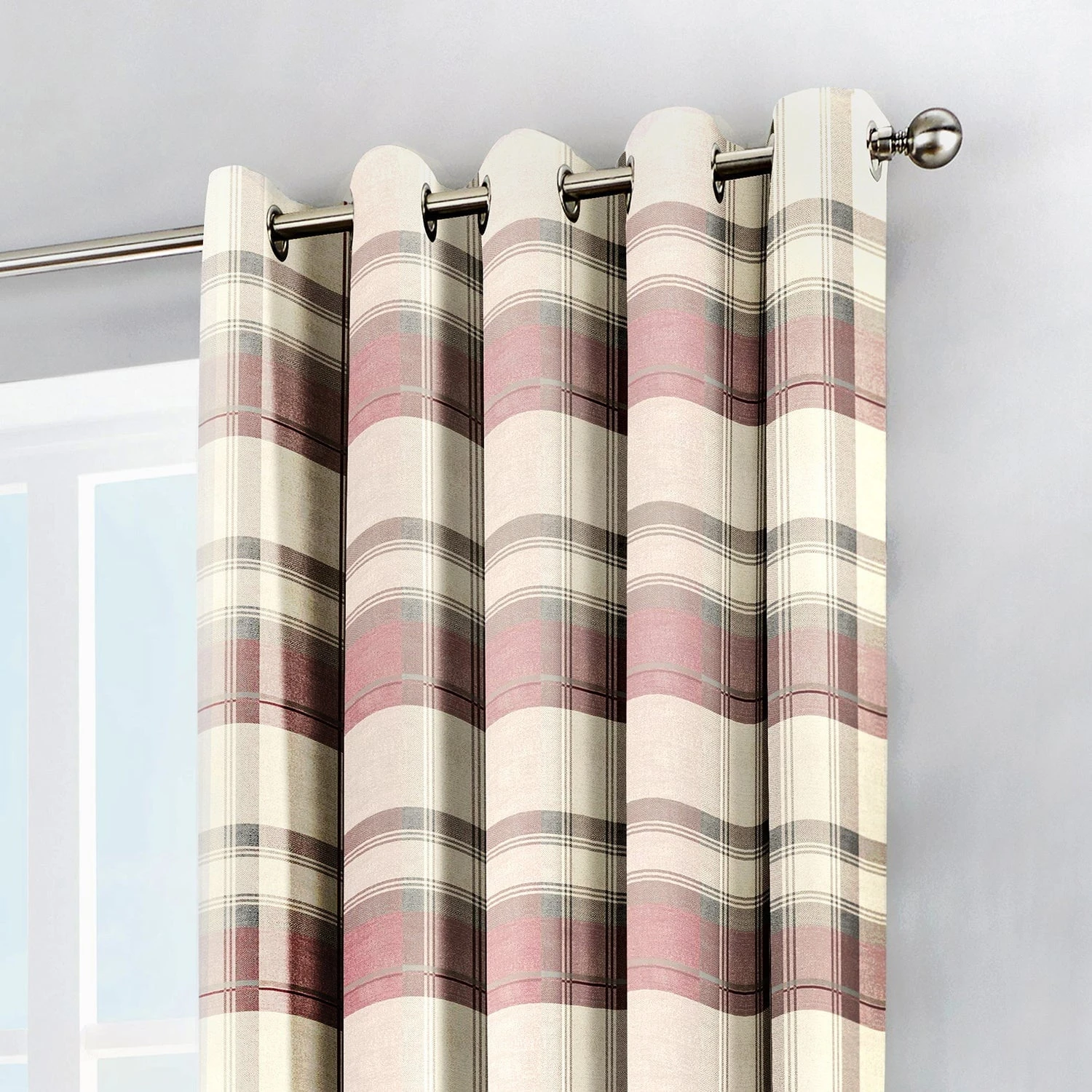 Fusion Balmoral Check Curtains - Blush 2 Fusion Balmoral Check Curtains - Blush - Image 2
