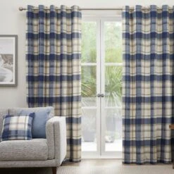 Fusion Balmoral Check Curtains - Navy