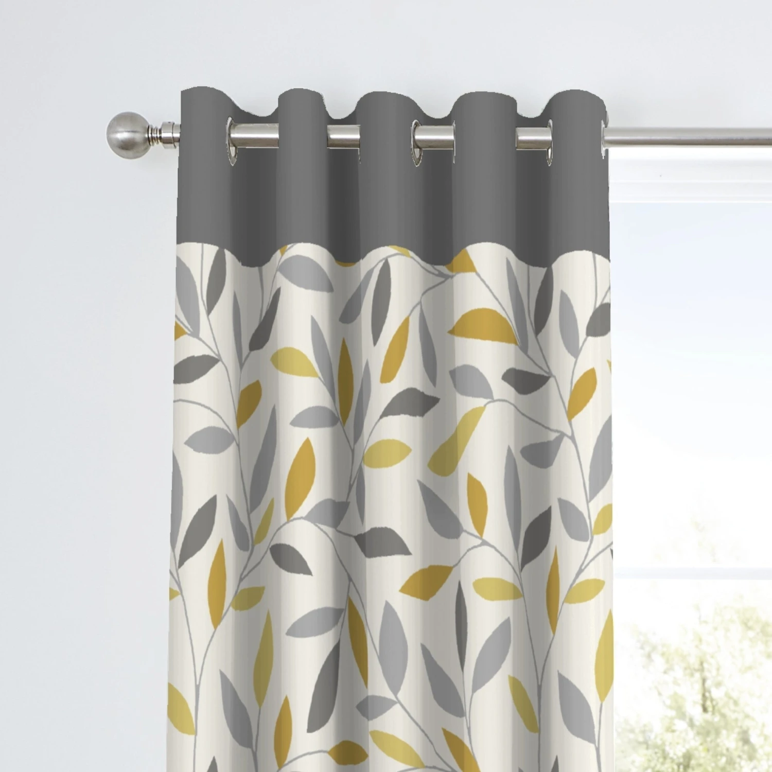 Fusion Beechwood Eyelet Curtains - Ochre 2 Fusion Beechwood Eyelet Curtains - Ochre - Image 2