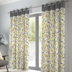 Fusion Beechwood Eyelet Curtains - Ochre