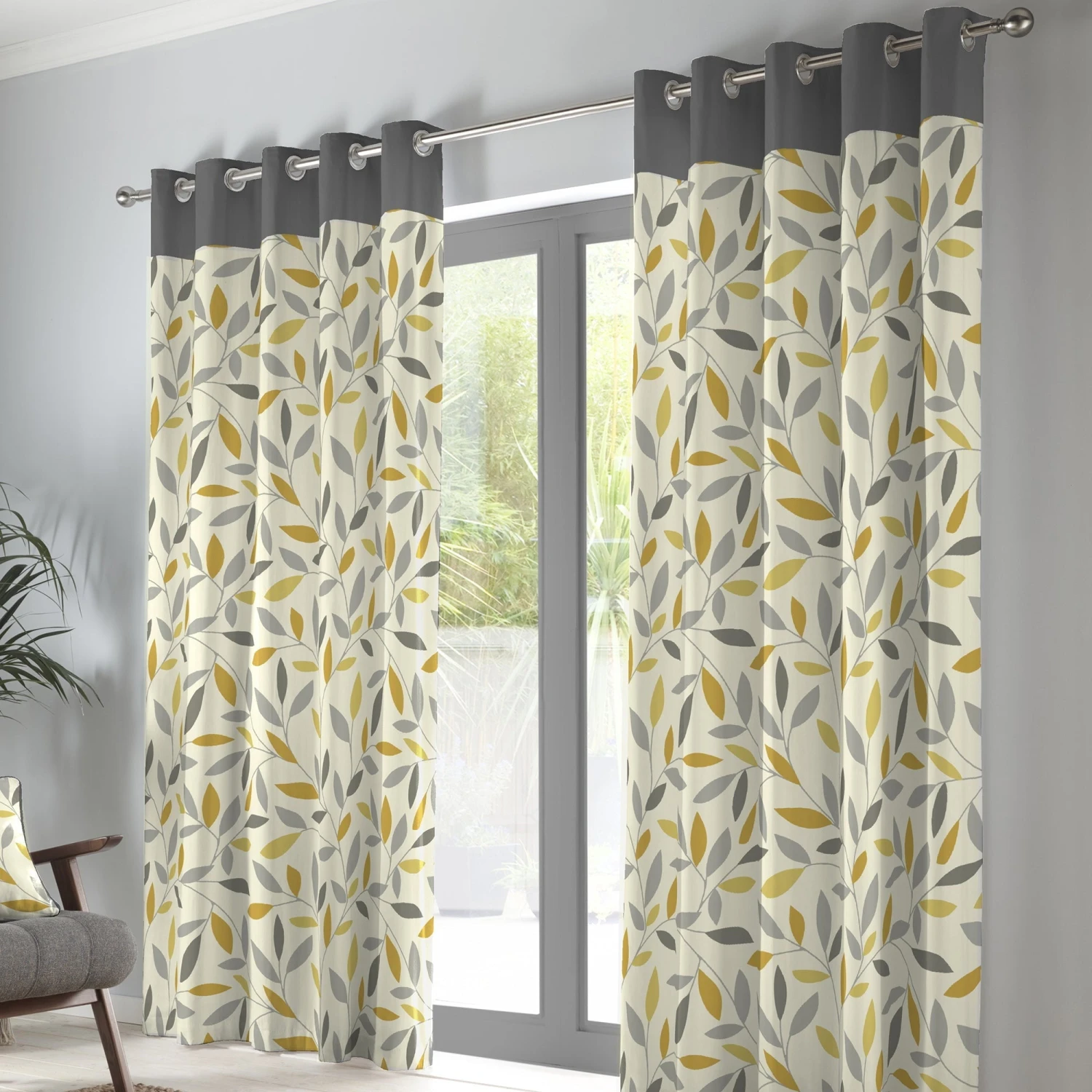 Fusion Beechwood Eyelet Curtains - Ochre 1 Fusion Beechwood Eyelet Curtains - Ochre