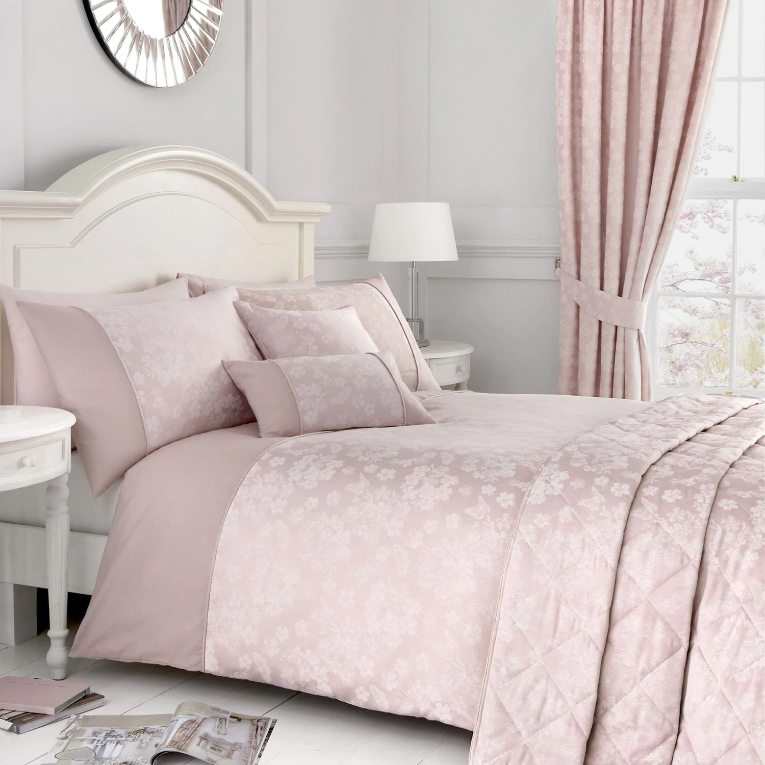 Dreams & Drapes Woven Blossom Duvet Cover Set - Blush 1 Dreams & Drapes Woven Blossom Duvet Cover Set - Blush