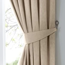 Fusion Dijon Lined Curtains - Natural -Home Furnishings Store dijon tieback natural 1