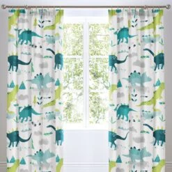 Bedlam Dino Glow In The Dark Curtains 66x72 Inch - Multi