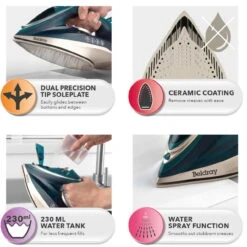 Beldray Duo Glide Steam Iron 2200W -Home Furnishings Store duo glide steam iron anti drip and anti calc water spray function and easy grip handle beldray bel01480 150 5054061109061 28058