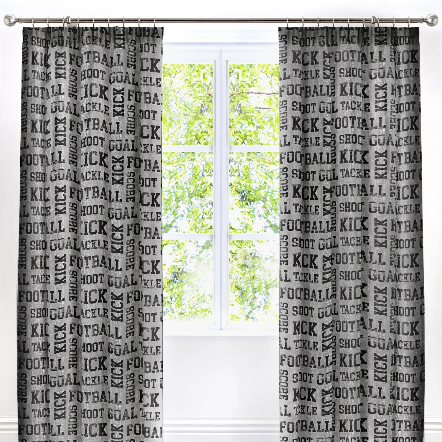 Bedlam Football Curtains 66x72 Inch - Grey 1 Bedlam Football Curtains 66x72 Inch - Grey