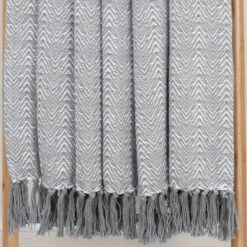 Appletree Loft Herringbone Throw 130x180cm -Home Furnishings Store herringbone thow silver 1