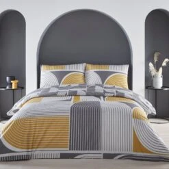 Appletree Style Kali Duvet Cover Set - Ochre/Grey