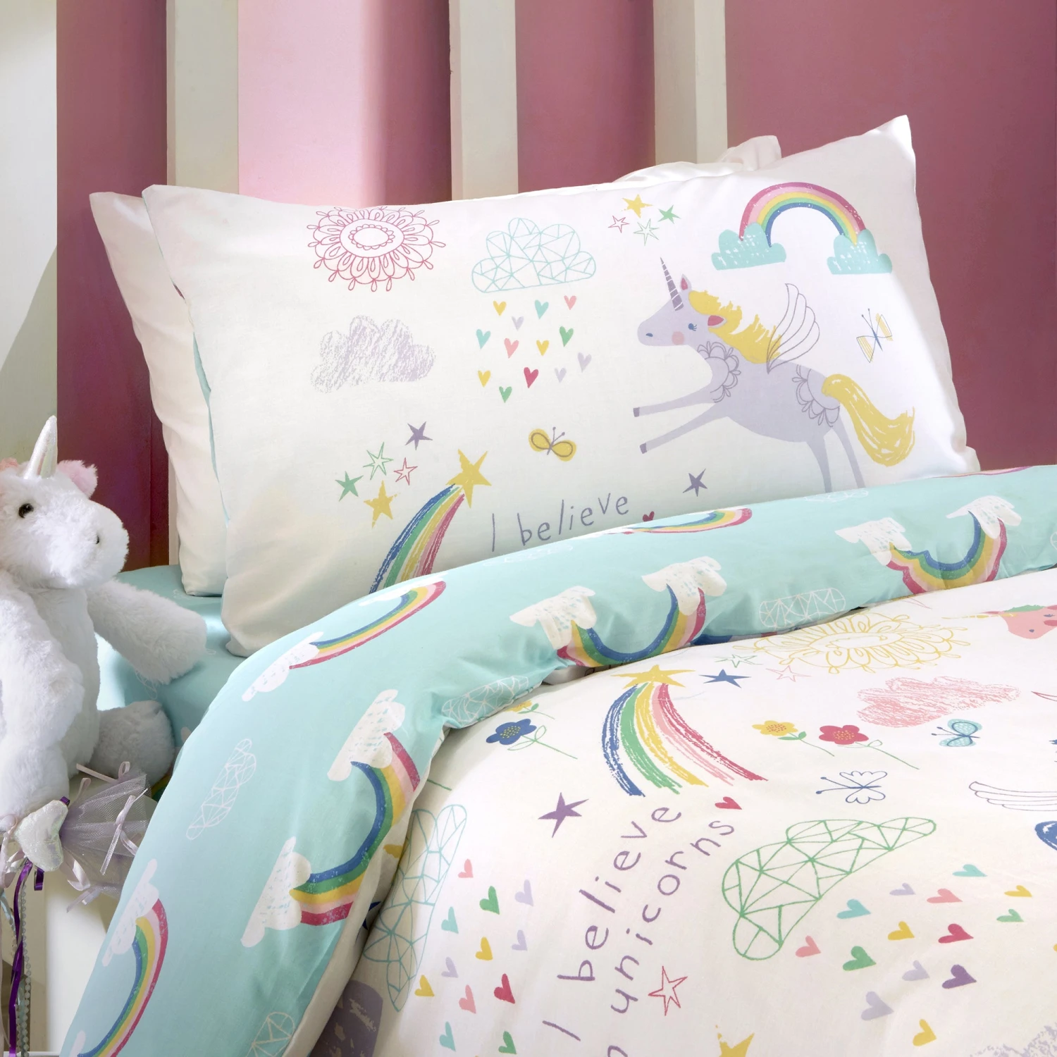 Bedlam Rainbow Unicorn Duvet Cover Set - Multi 3 Bedlam Rainbow Unicorn Duvet Cover Set - Multi - Image 3
