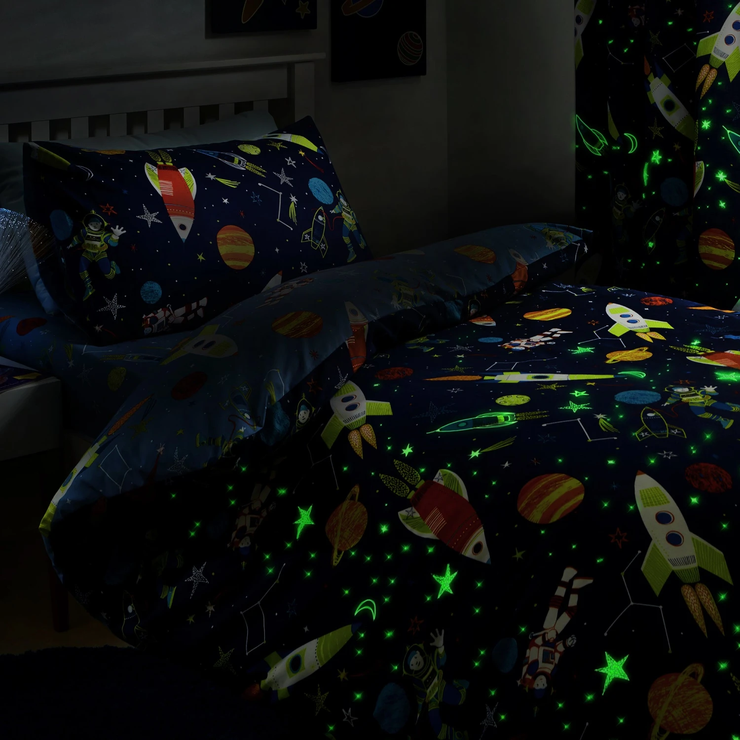 Bedlam Supersonic Glow In The Dark Duvet Cover Set - Blue 2 Bedlam Supersonic Glow In The Dark Duvet Cover Set - Blue - Image 2