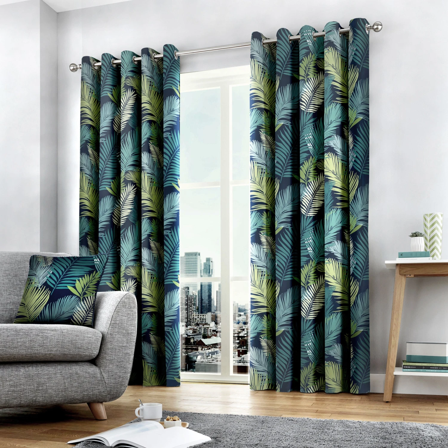 Fusion Tropical Eyelet Curtains - Multi 1 Fusion Tropical Eyelet Curtains - Multi